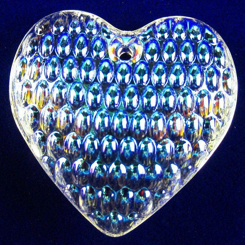 2Pcs AB White Rainbow Titanium Crystal Heart Pendant Bead 44x43x14mm  335SJ