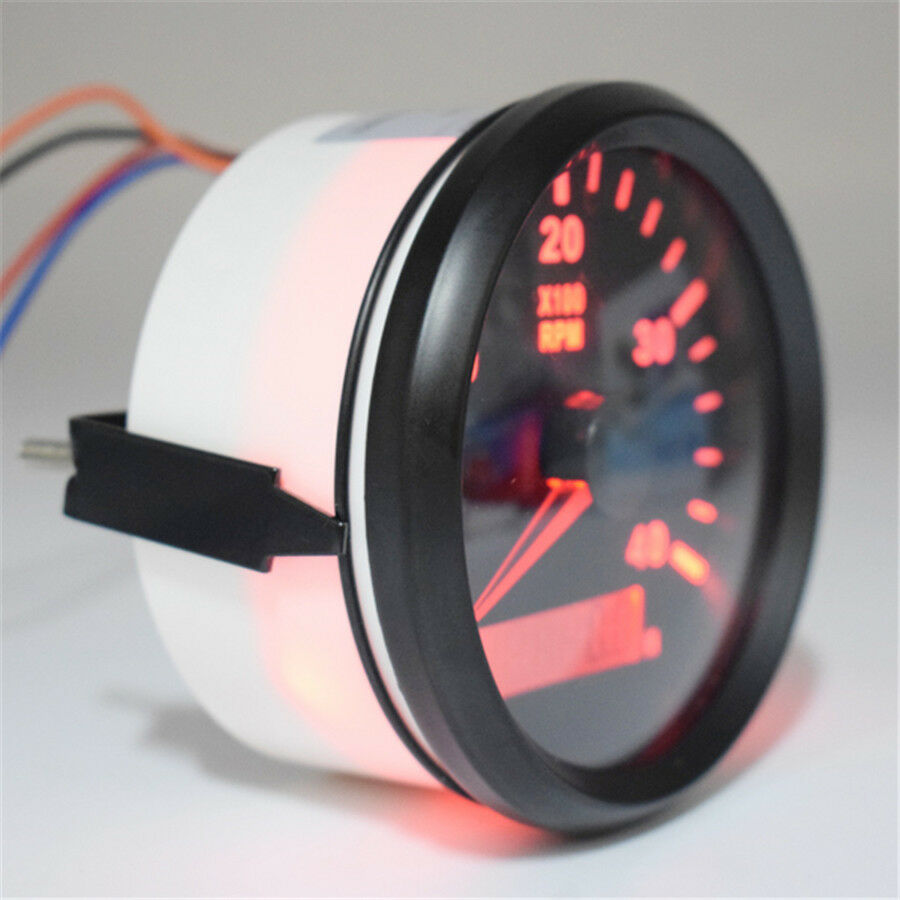 12/24V Auto Car Marine RPM Tachometer Gauge LCD Tacho Hour Meter 0-4000 RPM 85mm