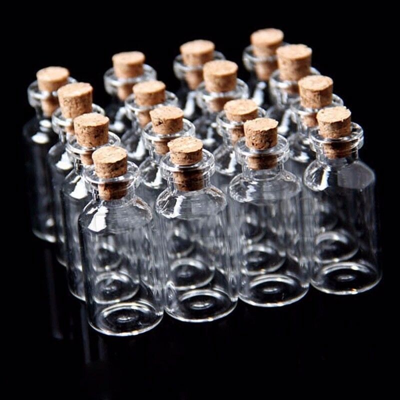 10pcs Empty Clear Glass Bottles 7ml Vials with Corks Sample Jars For Pendant DIY