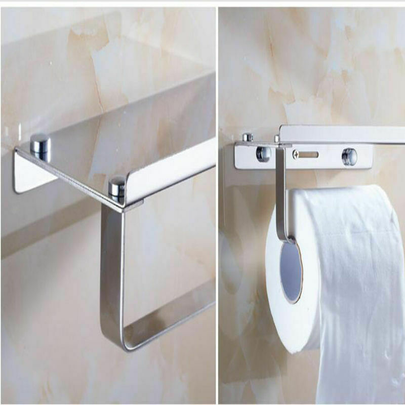 Bathroom Toilet Paper Holder Tissue Dispenser Towel Rack Polished Chrome