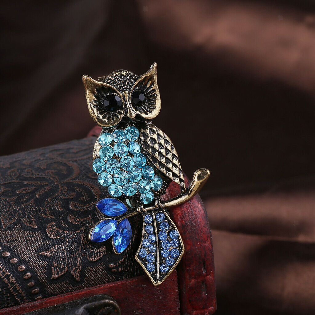 Lovely Owl Brooch Pin Crystal Breastpin Rhinestones Bird Wedding Banquet