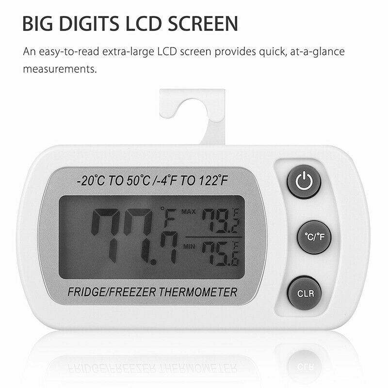 Wireless Digital Refrigerator Freezer Fridge Thermometer Temperature with Hook