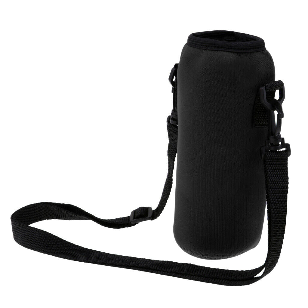 2X 1000ml Sports Water Bottle Holder Sleeve Bag Neoprene Carry Pouch Case Black