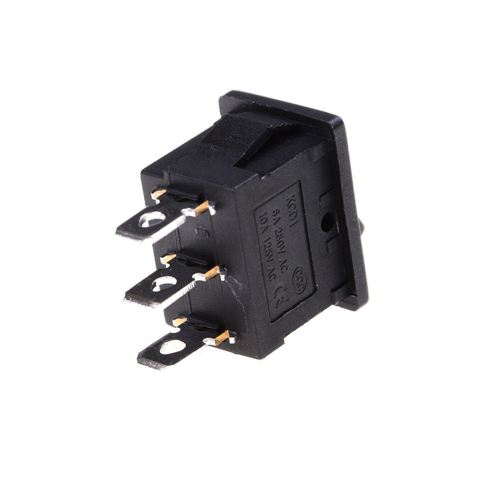 5Pcs SPDT On/Off/On Mini Black 3 Pin Rocker Switch AC 6A/250V 10A/125V JE   WF