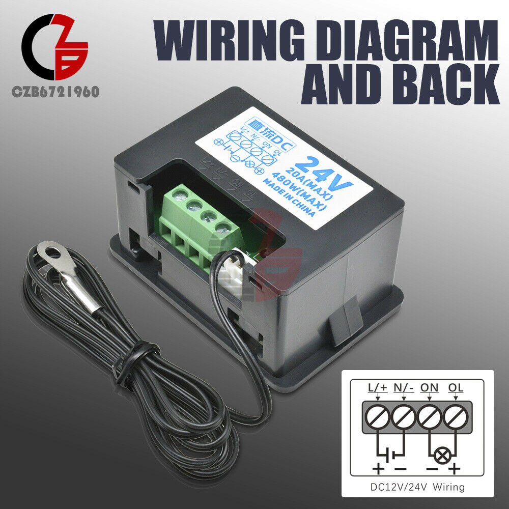 DC24V 480W Red Blue Digital Microcomputer Temperature Control Thermostat Sensor