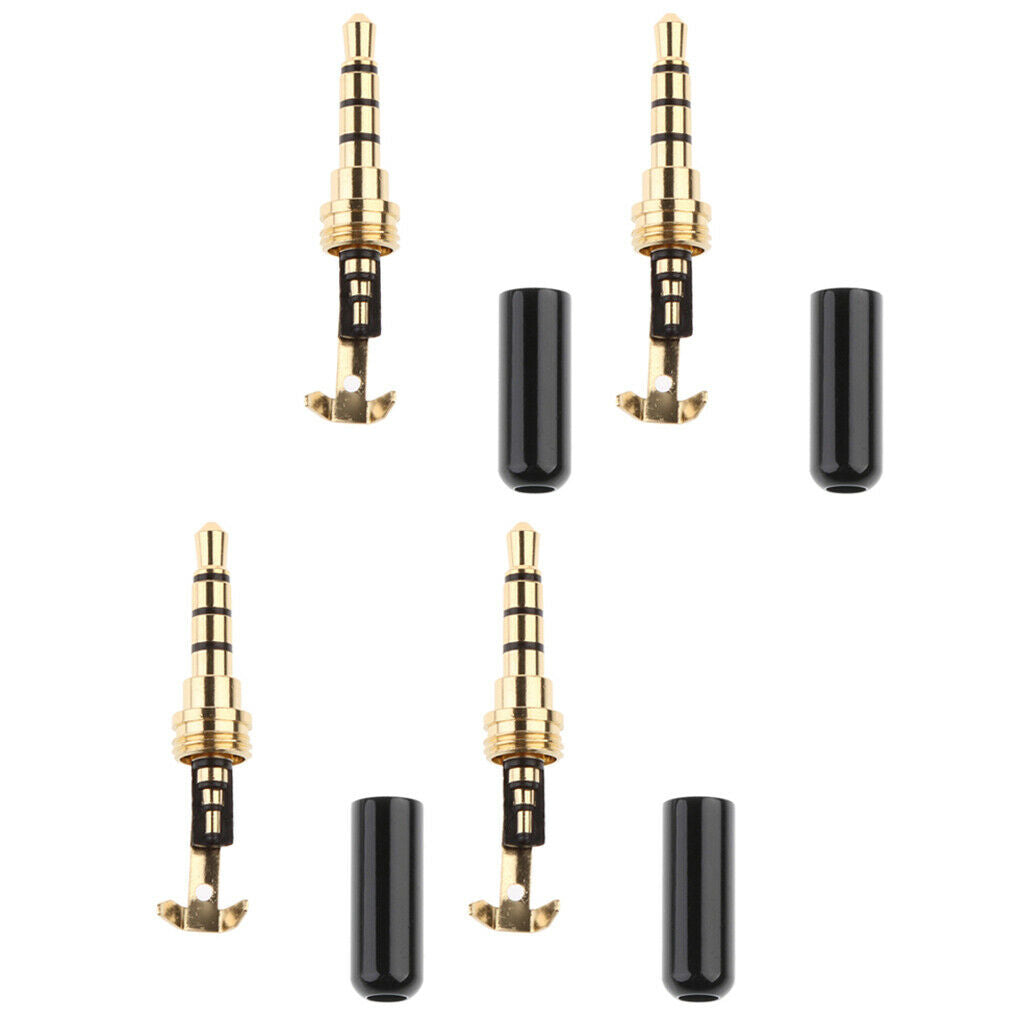 4x Replacement TRRS Male Plug 4 Pole 1/8inch 3.5mm Solder Type DIY Audio Cable