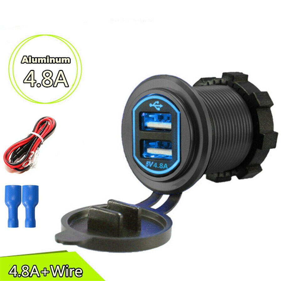 LED Display Dual USB Quick Charger Socket Power  For Car Boat Marine Motorcycle