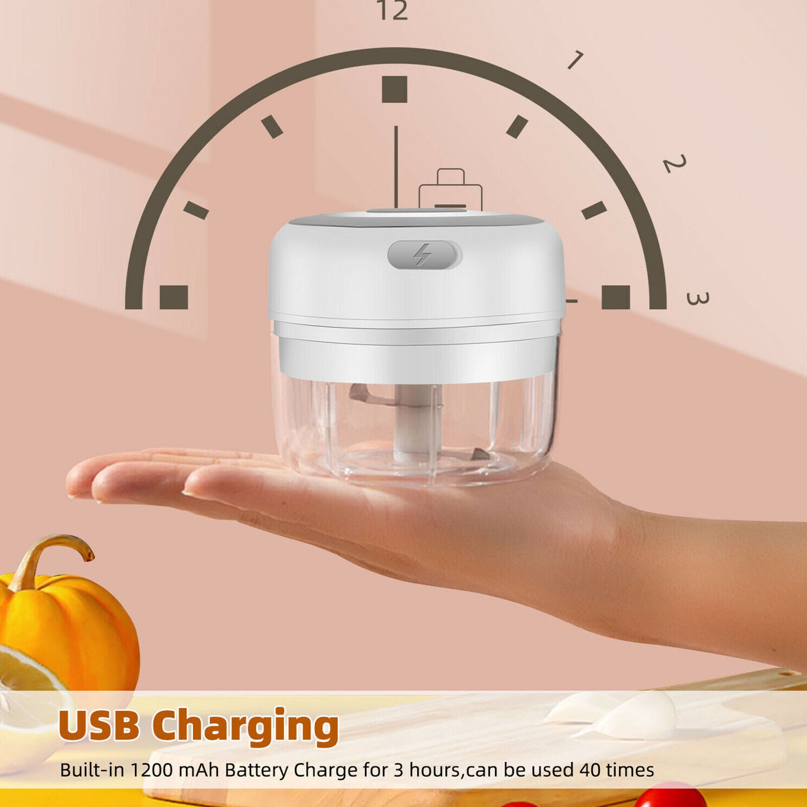 Electric Mini Garlic Chopper Meat Grinder Crusher for Nut Fruit Vegetable Food