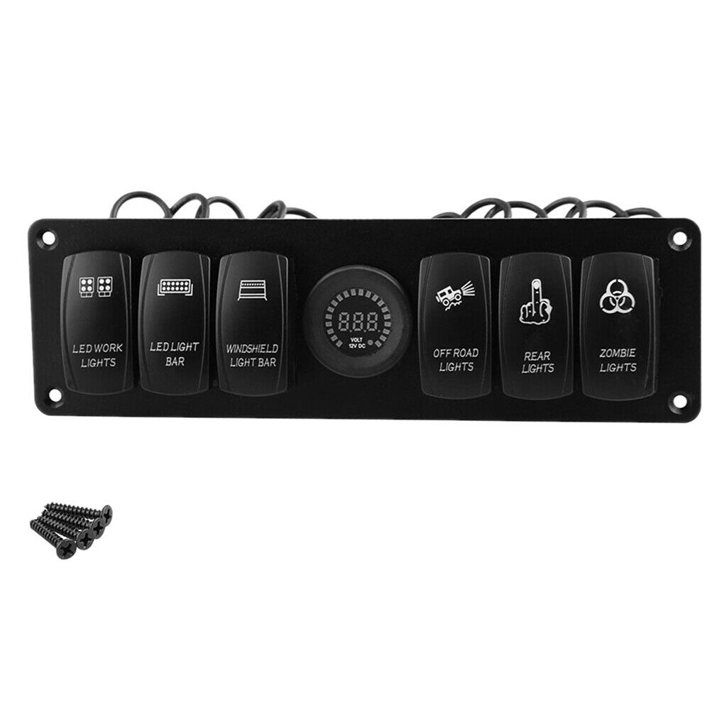 6 Gang Waterproof Car Auto Boat Marine Color LED Rocker Switch Panel