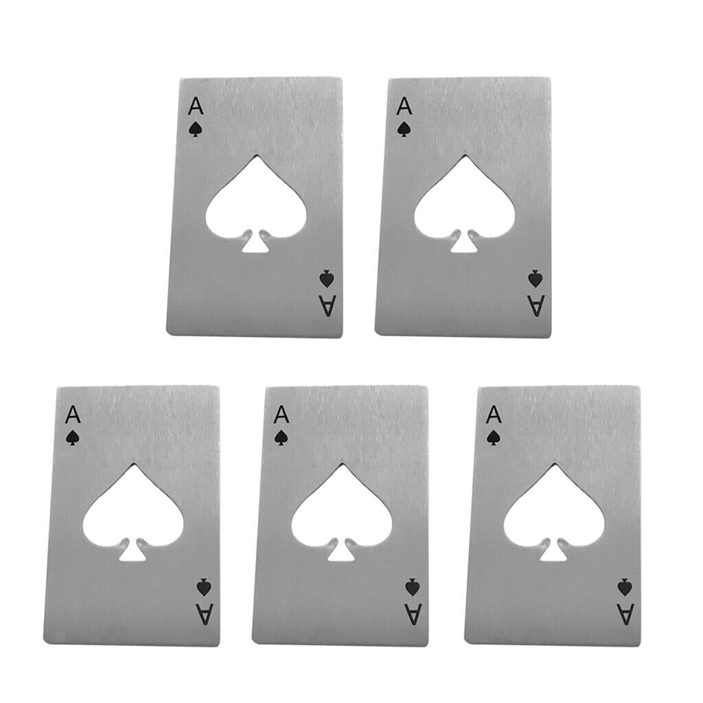 5 Pcs Durable Poker Card Ace of Spades Bar Soda Cover Opener Tools Gifts