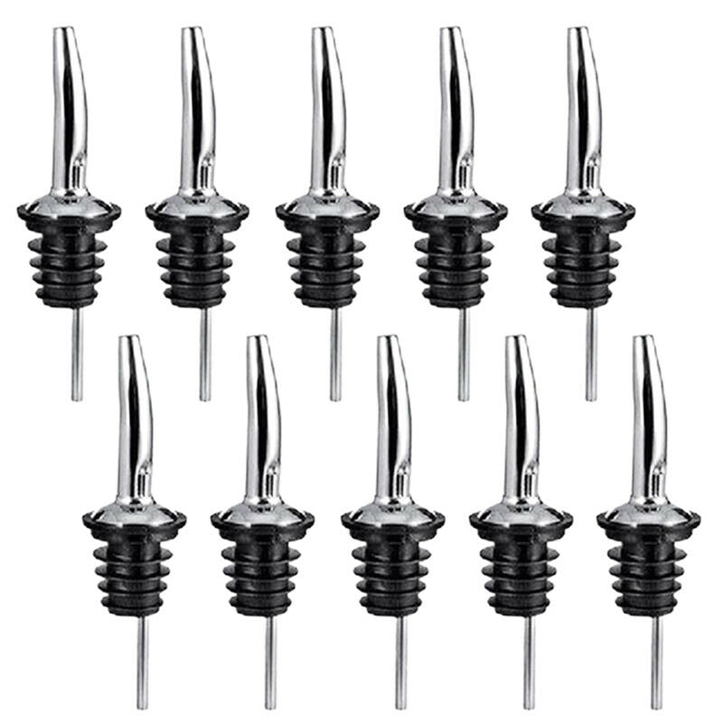 10 pcs Flow Pourer Spout Stopper Stainless Steel Liquor Spirit Wine BottSNJWBD