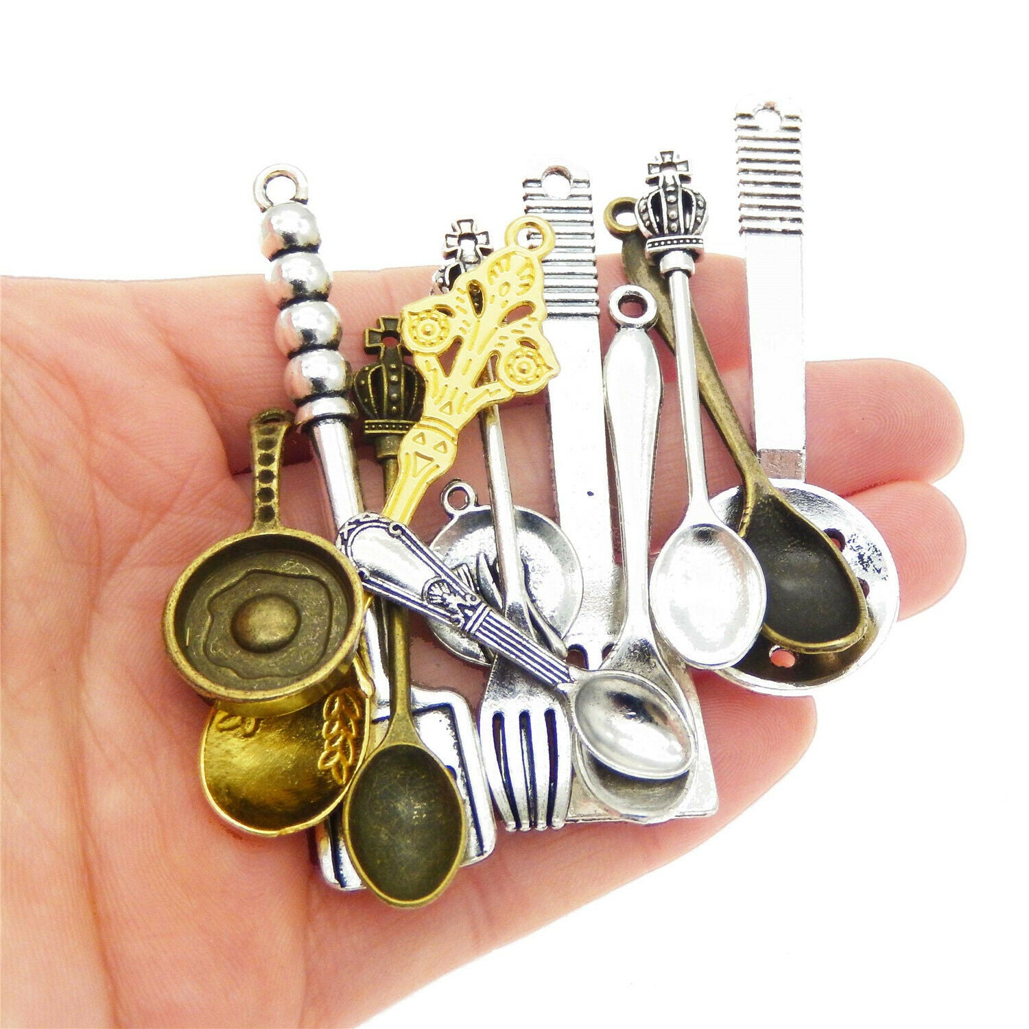 12pcs/Set Alloy Multi-colors Assorted Tableware Cookware Pendants Charms Jewelry