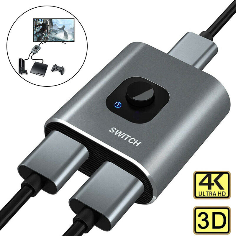 4K HDMI Switch HDMI Bi-directional 1x2 2x1 AB In Out Cable Switcher Splitter LED