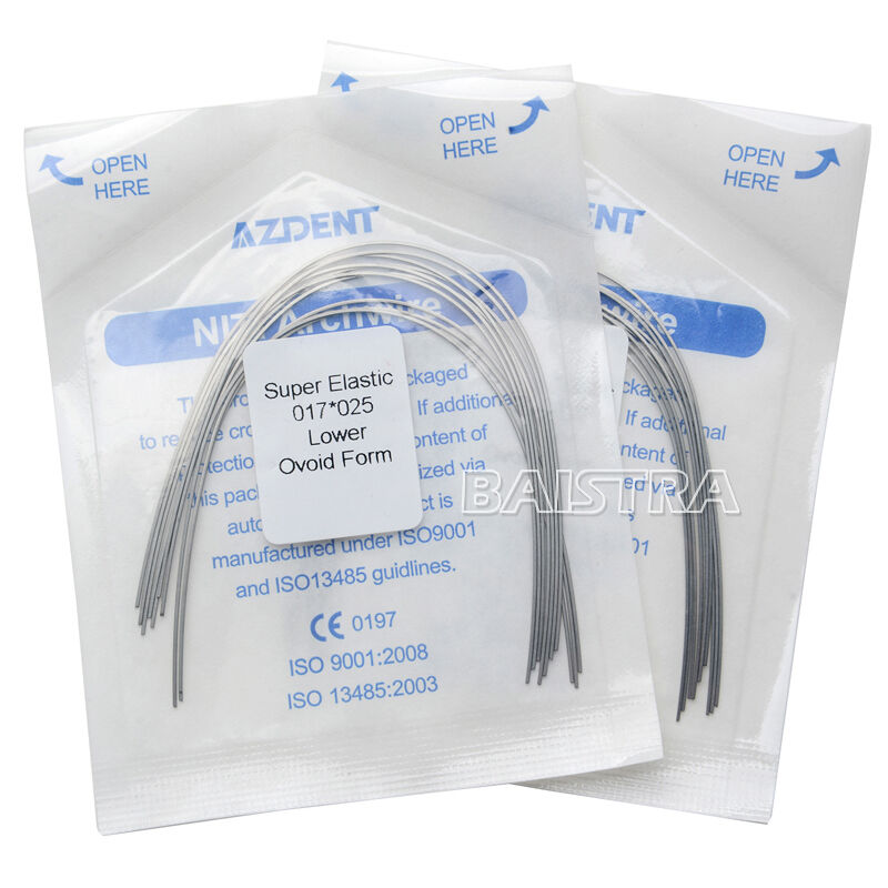 50 Packs Dental Super Elastic Niti Arch Wires Rectangular Ovoid Form 17X25 Lower