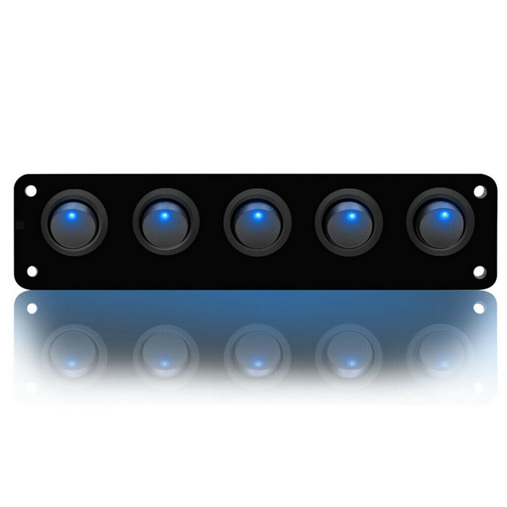 Marine Boat Rocker Switch Panel 5Gang Waterproof ON Off Toggle Switches