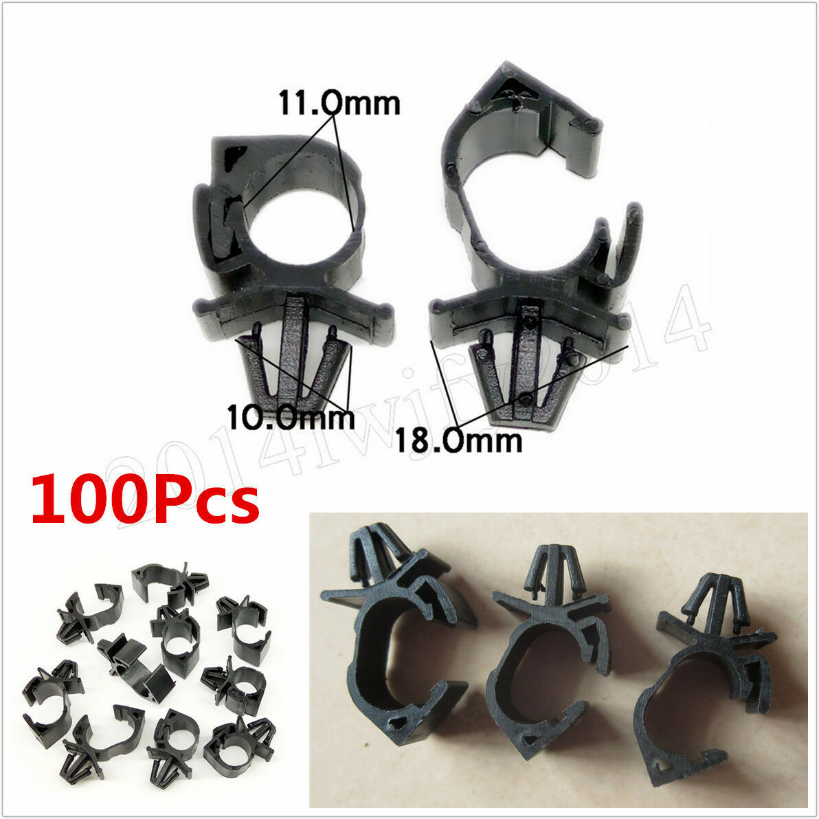 100x Car Wiring Harness Fastener Auto Wire Cable Fixed Clips Tie Wrap Clamp Kit