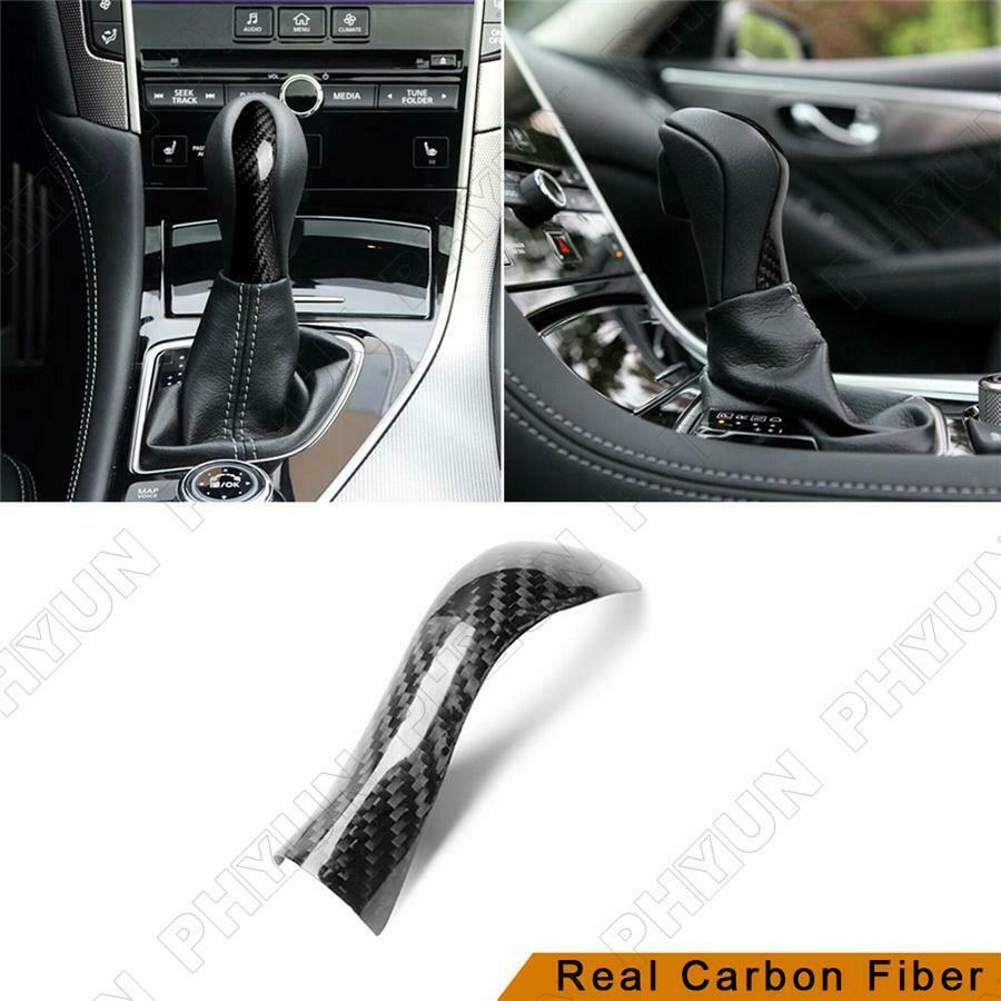 Car Inner Gear Shift Knob Cover Carbon Fiber Color For Infiniti Q50 Q60 2014-19