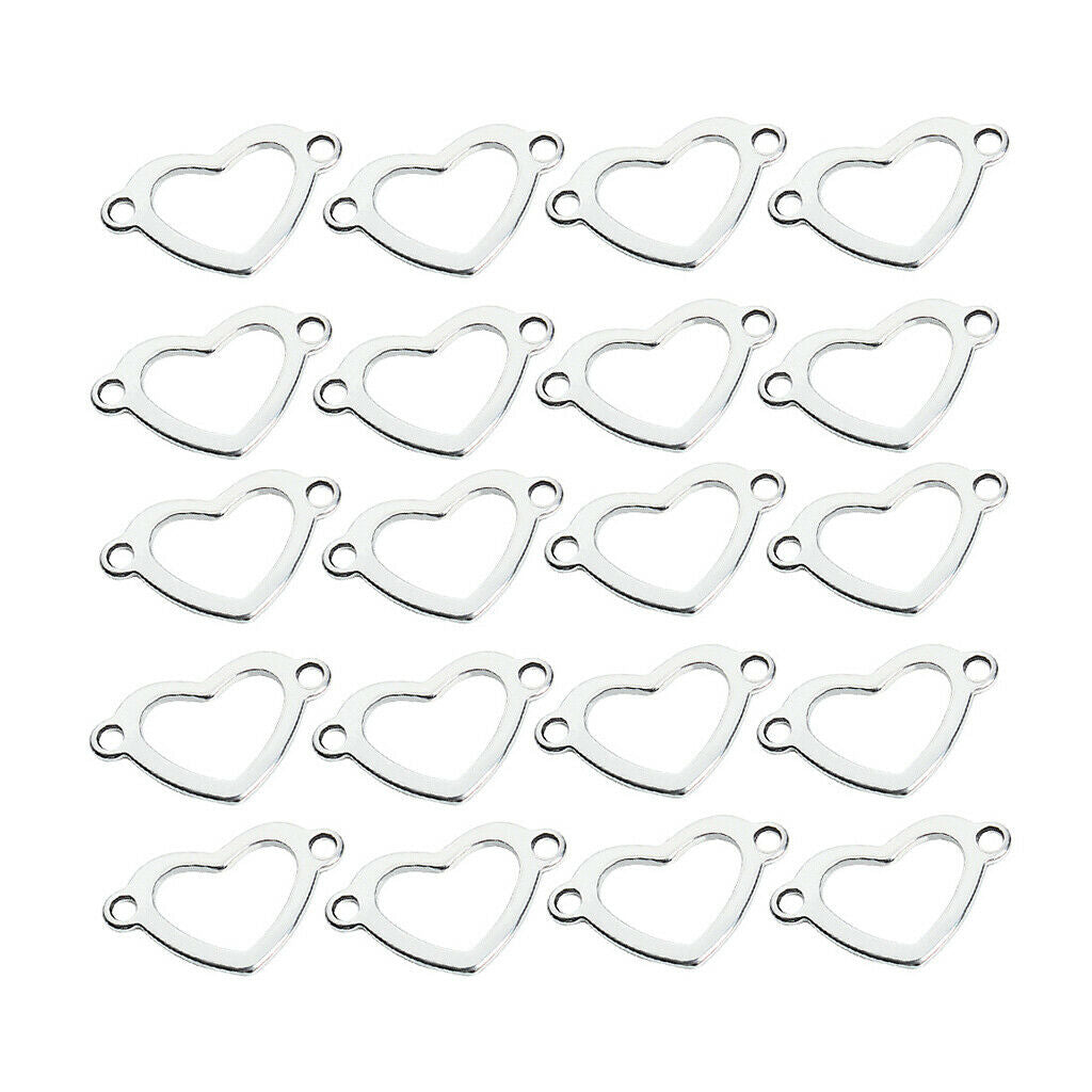 20 Pieces Metal Flat Heart Shaped Blank Coin Stamping Tag Charms