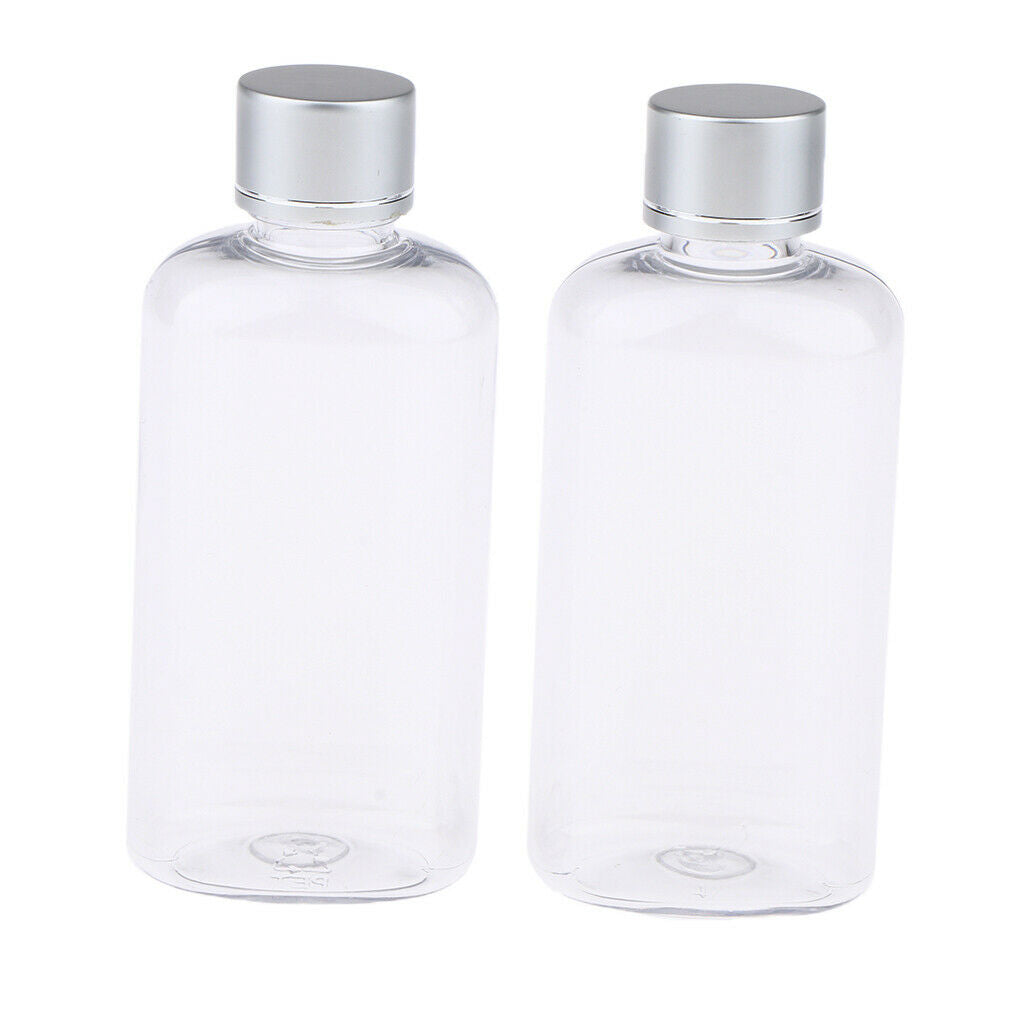 100ml Clear Plastic Empty Bottles with Alumite Screw Caps Set of 2 Lightweight