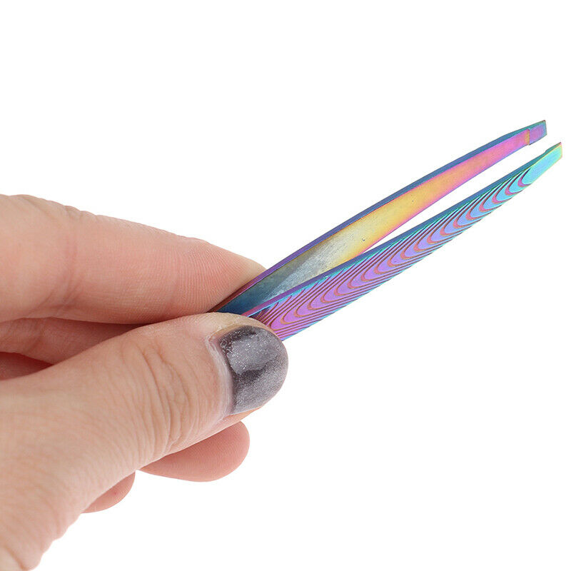 1×Eyebrow Tweezers Clip Slanted Incline Tip Hair Remover Plucker Stainles.l8