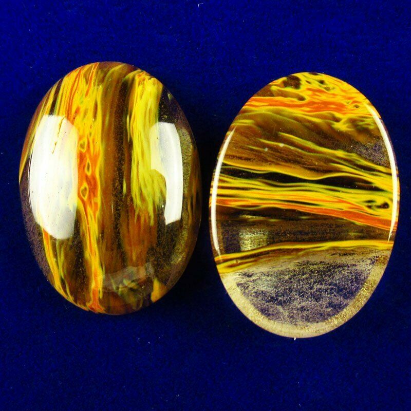8pcs 30g Yellow Volcano Cherry Quartz 25x18x6mm Oval Cab Cabochon A-286JM
