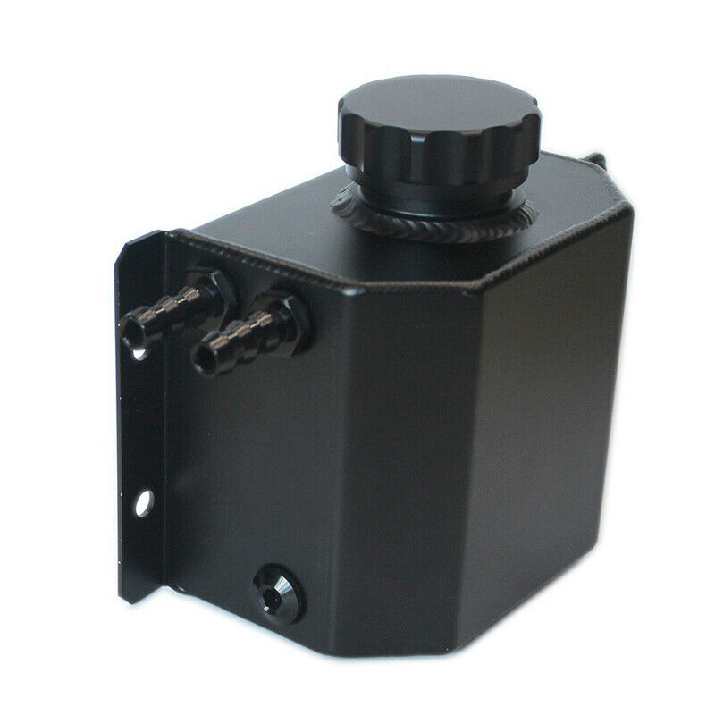 Car 1000ml Aluminium Oil Catch Can Tank Reservoir w/ Drain Plug Black 12mm Inlet