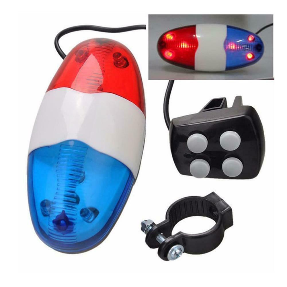 6 LED Bike Police Front Light Warning Siren Cycling Electric Horn Bell @