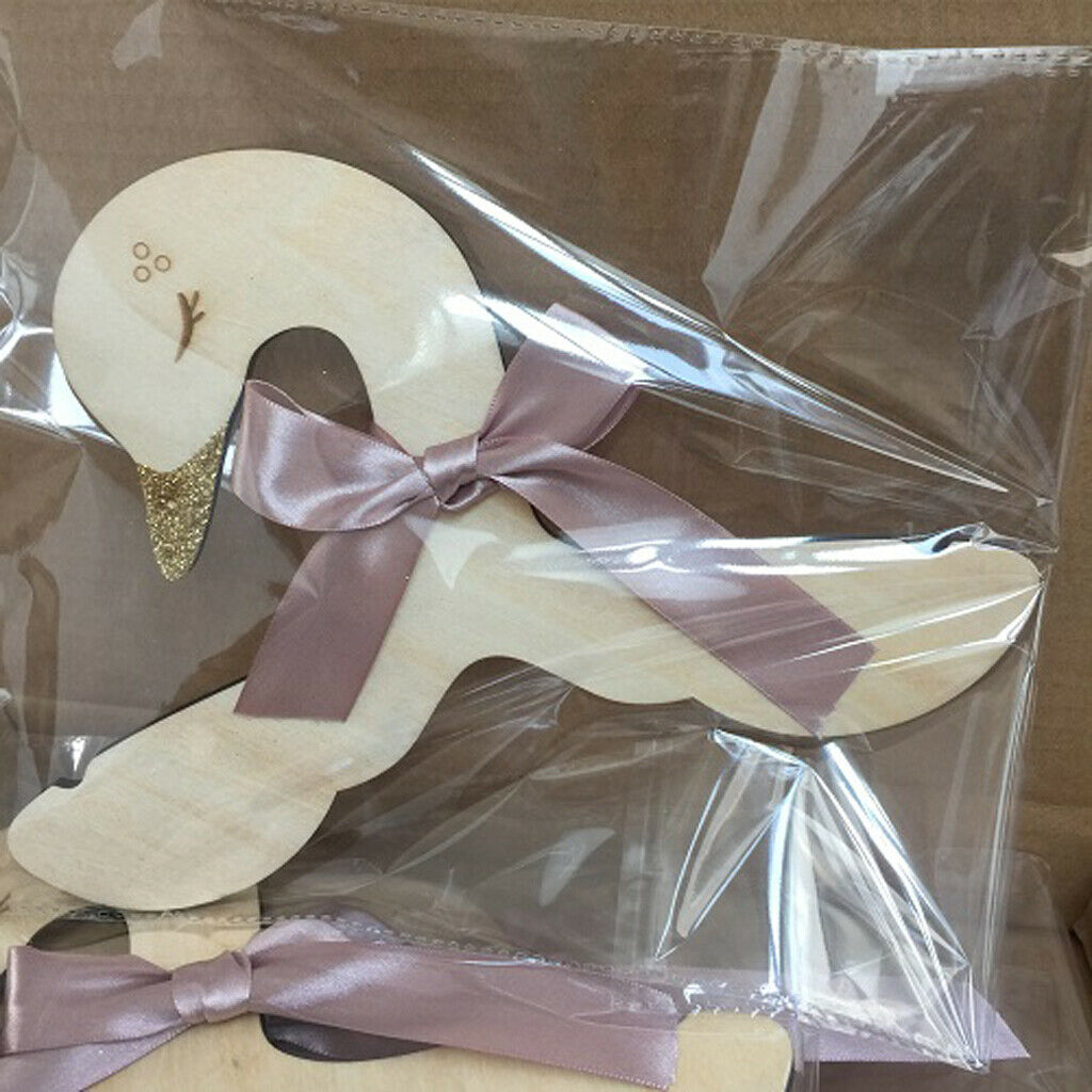 Pack of 4pcs Kids Baby Boy Girls Swan Wood Clothes Hanger Home Room Nursery
