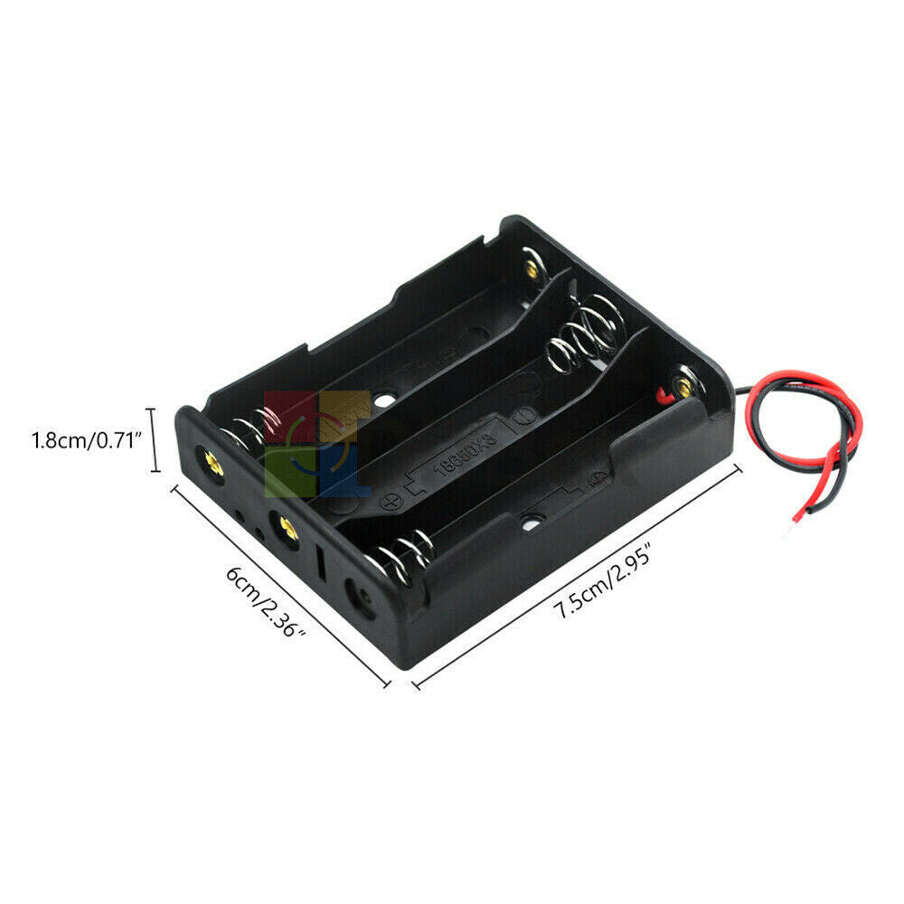 3X 18650 Battery Case Holder 3.7V 3 Slots Plastic Storage Box With Wire Lead