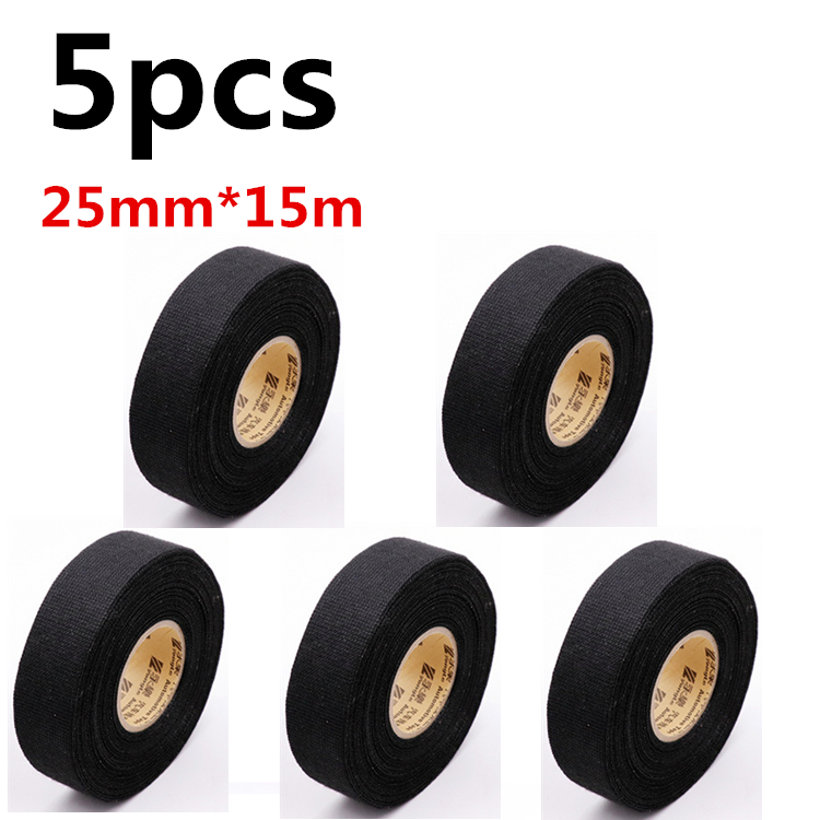 5PCS 25mm*15m Wiring Harness Velvet Cloth Tape For Car Automotive Heat Resistant