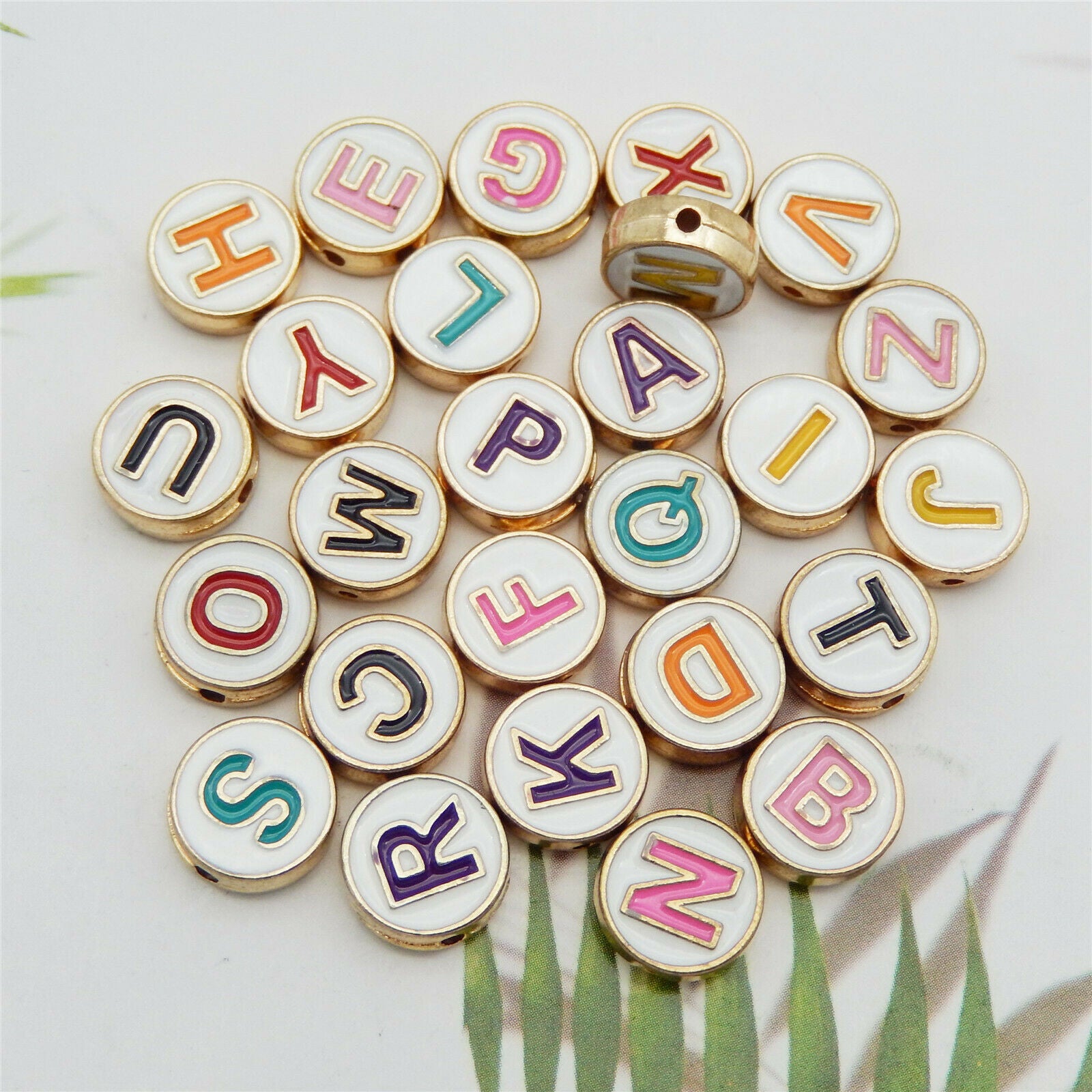 Wholesale Mixed Lot Colorful Enamel 26 Letter Alphabet Loose Beads DIY Findings