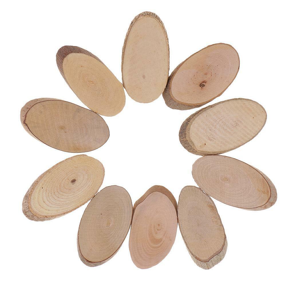 10pcs Wood Oval Log Slices Tree Bark Discs for Wood Crafts Woodworking 6cm