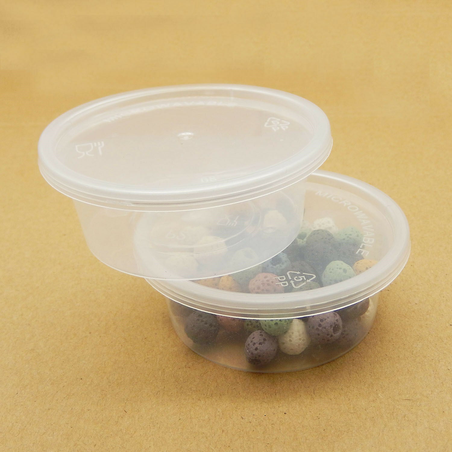 10 PCS Transparent Round Plastic Box Crafts Jewelry Ornaments Storage Case 50 ML