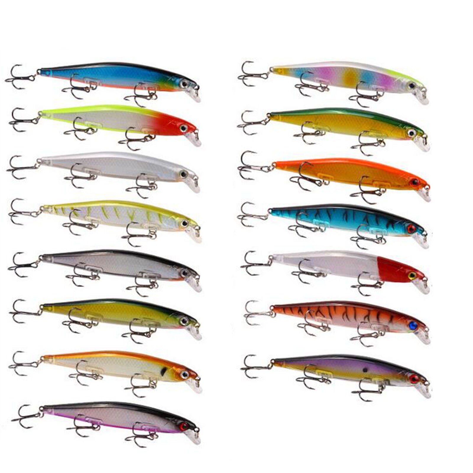 10pcs 11cm/13.4g Trolling Bait Minnow Fishing Lure Bass Crankbait Tackle Wobbler