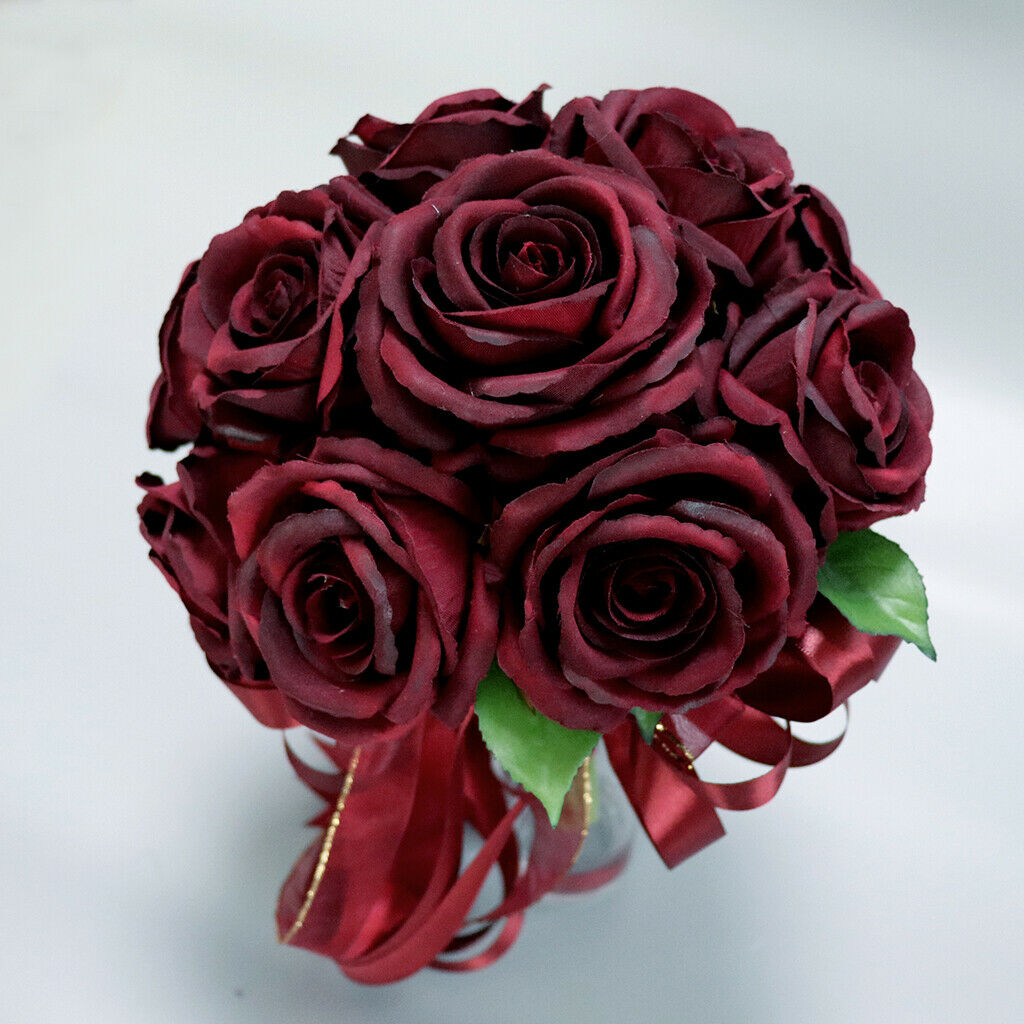Romantic Silk Bridal Rose Wedding Bouquet Bride/Bridesmaid Hand Flowers