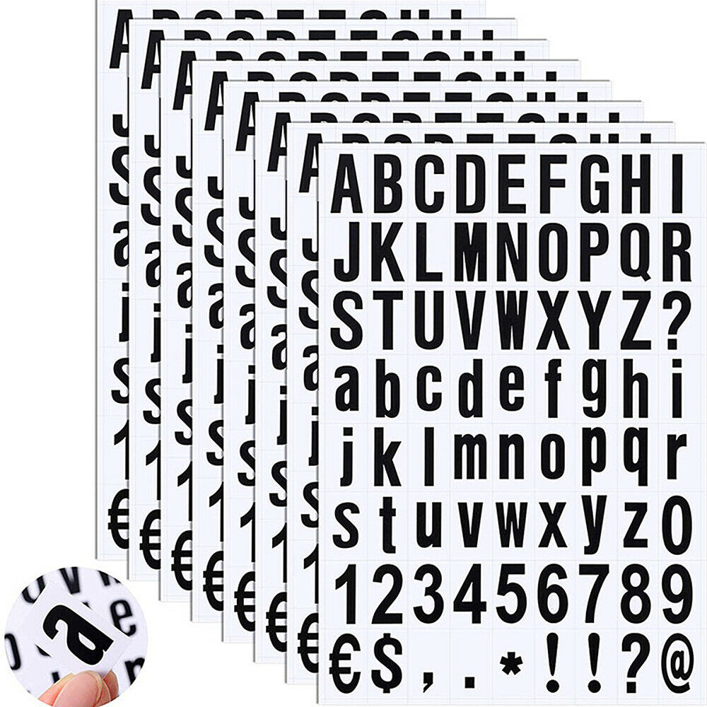 360pcs/5 Sheets Alphabet Number Symbol Label Stickers Black Letters Tags Decor