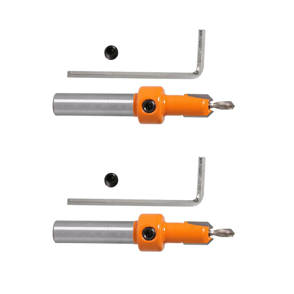2PCS 8mm Shank Countersink Drill Bits Woodworking Chamfer Counter Bits 4.0mm