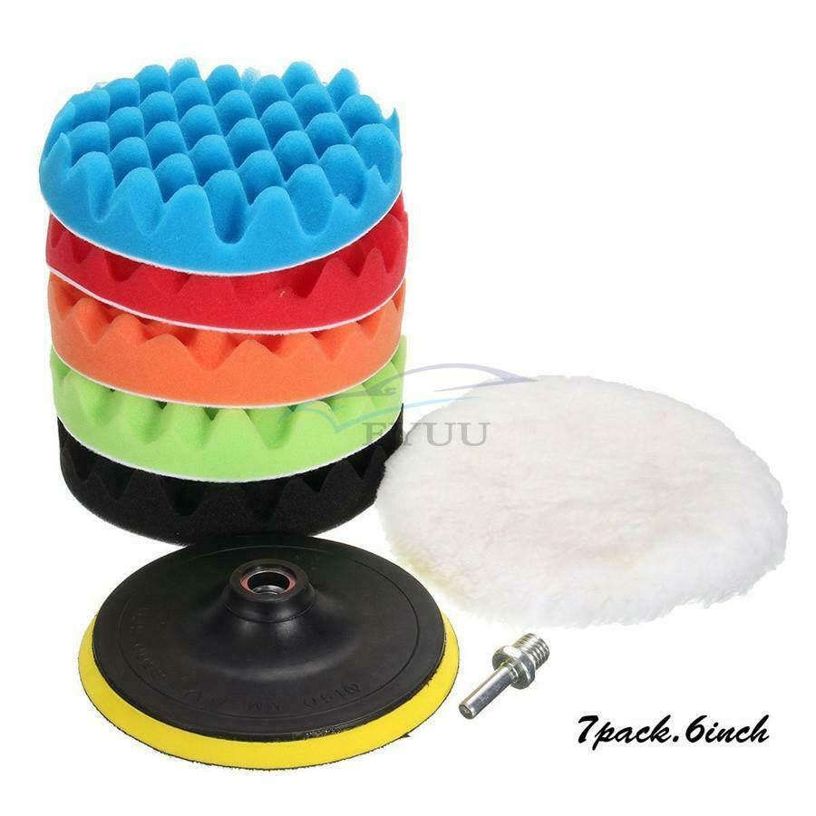 7Pcs 6" inch Polishing Pads Sponge and Woolen Polishing Waxing Buffing Pads Kit