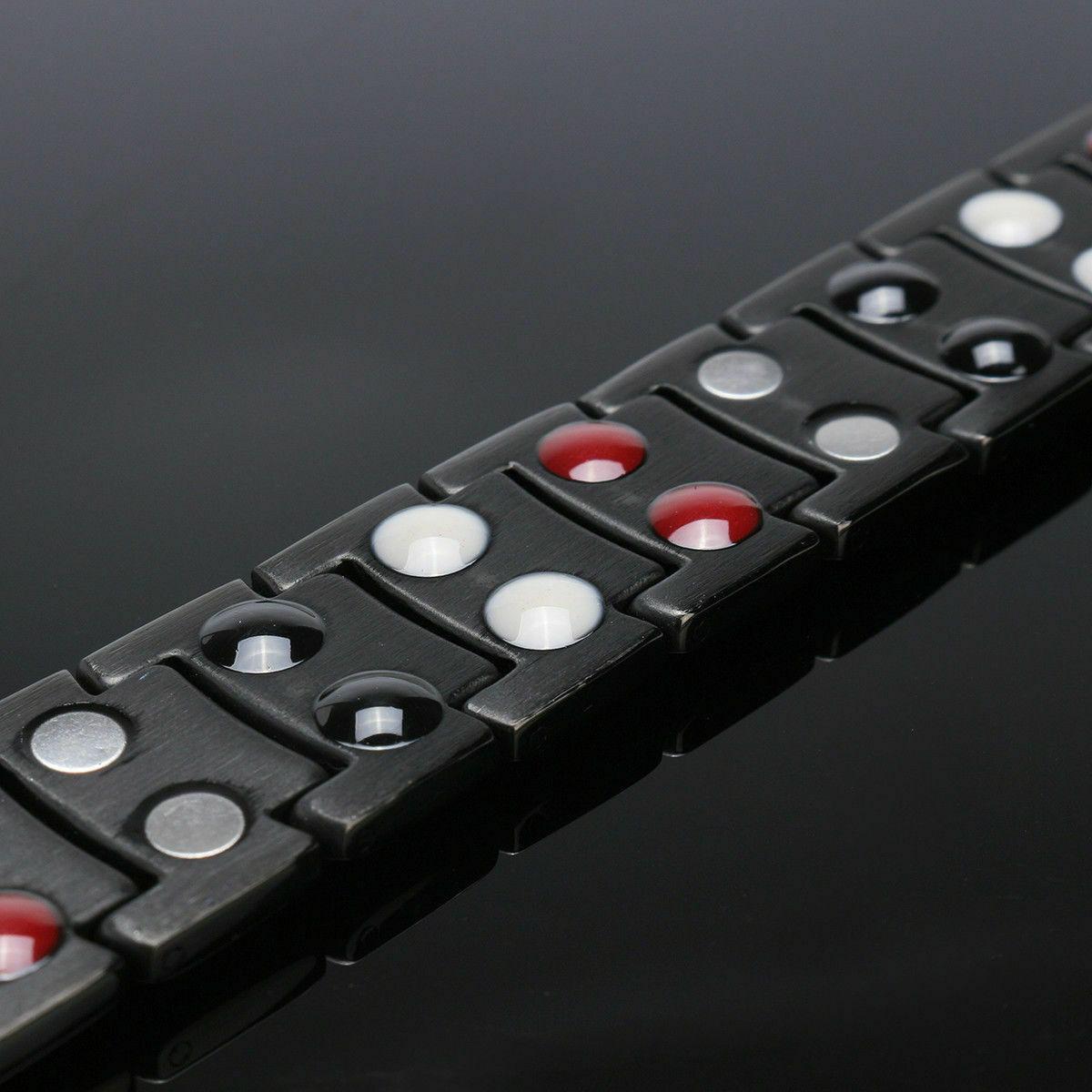 4 in 1 Men Titanium Magnetic Energy Germanium Armband Bracelet Health Bio Black