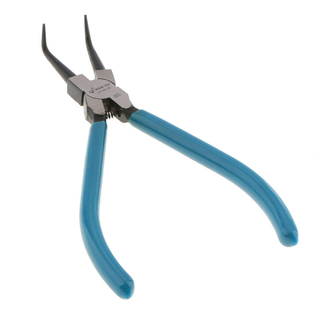 BLUE Bent External Circlip Pliers - 225x80mm/8.86x3.15inch, Heavy Duty