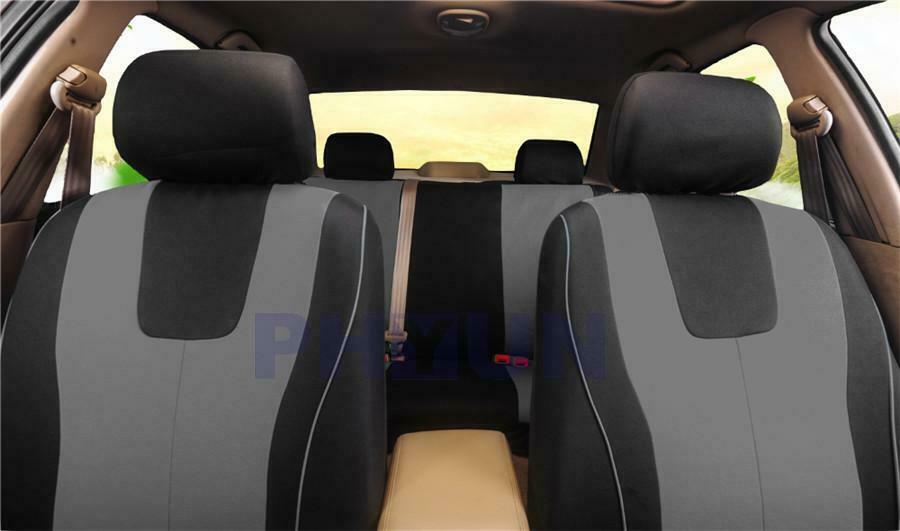 Universal Car 5-sits Front+Rear Seat Cover Pad Polyester Breathable Black+Gray