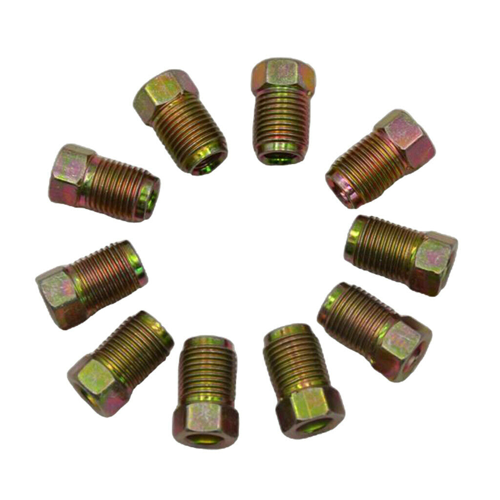 10x 10mmx1mm Hollow Male Brake Pipe Screw Nuts for 3/16'' Braking Steel Tube