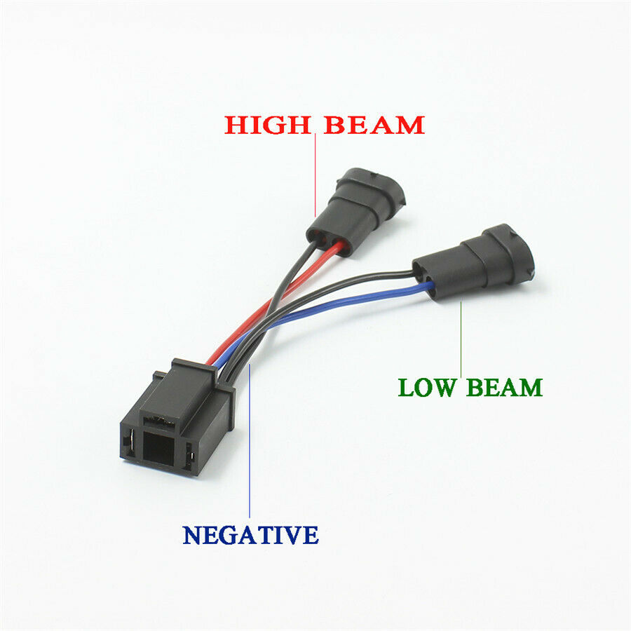 2 Pcs Y Split H9/H11 to H4 Hi/Lo Beam Headlight Splitter Wire Harness Adapter