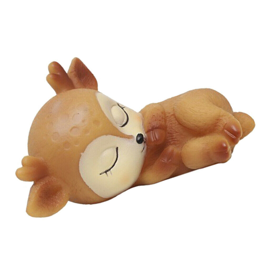 4x Sleeping Deer Baby Car Decoration Cartoon Desktop Silicone Craft DIY Ornament
