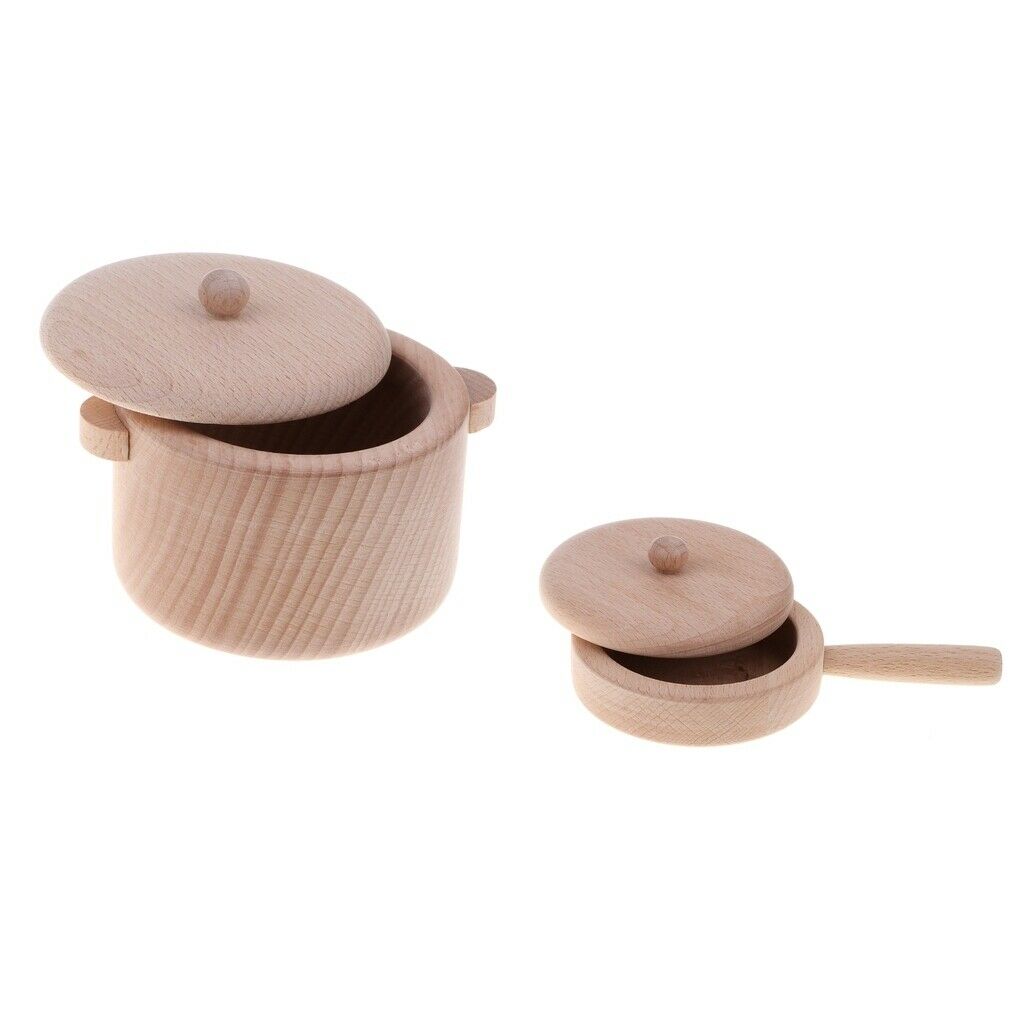 Wooden Frying Pan Set Kids Kitchen Imagination Kids Play Role Play