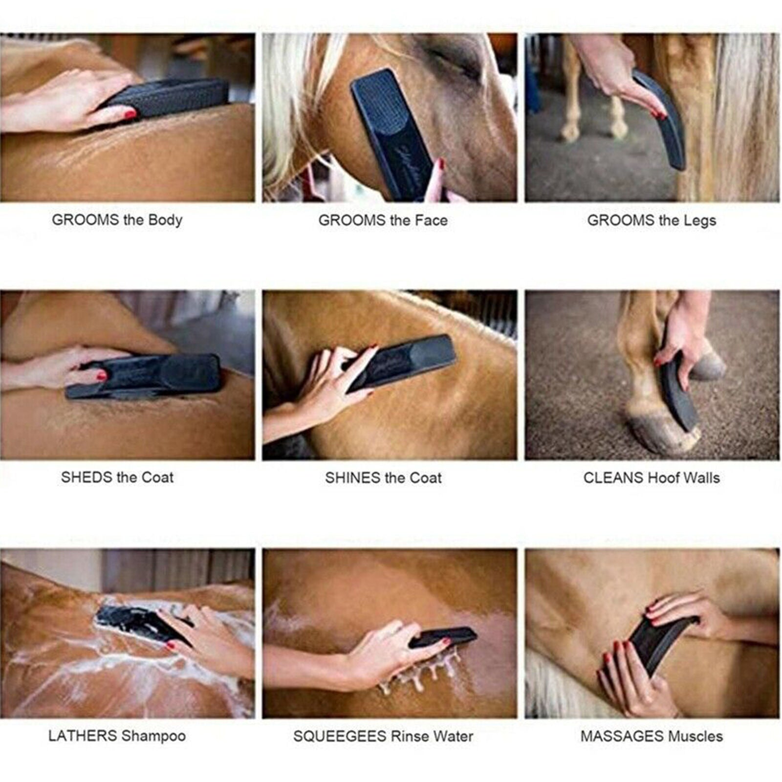 Shedding Grooming Massage Brush Horse Hairs Combs Pet Horse Grooming