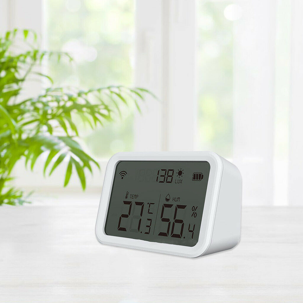 Mini Indoor Thermometer Hygrometer Room Lux Light Detector for Basement