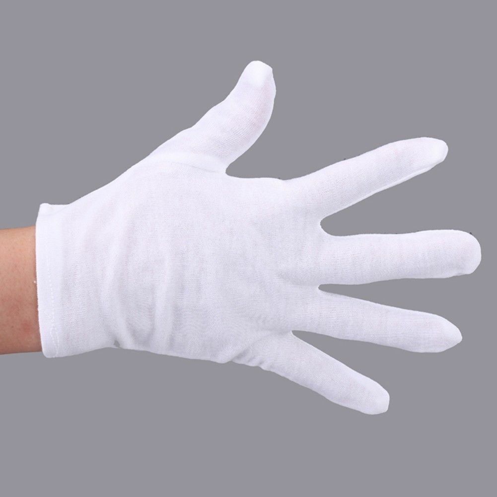 5 pairs100% COTTON WHITE GLOVES Moisturising Butler Beauty Waiters Magician