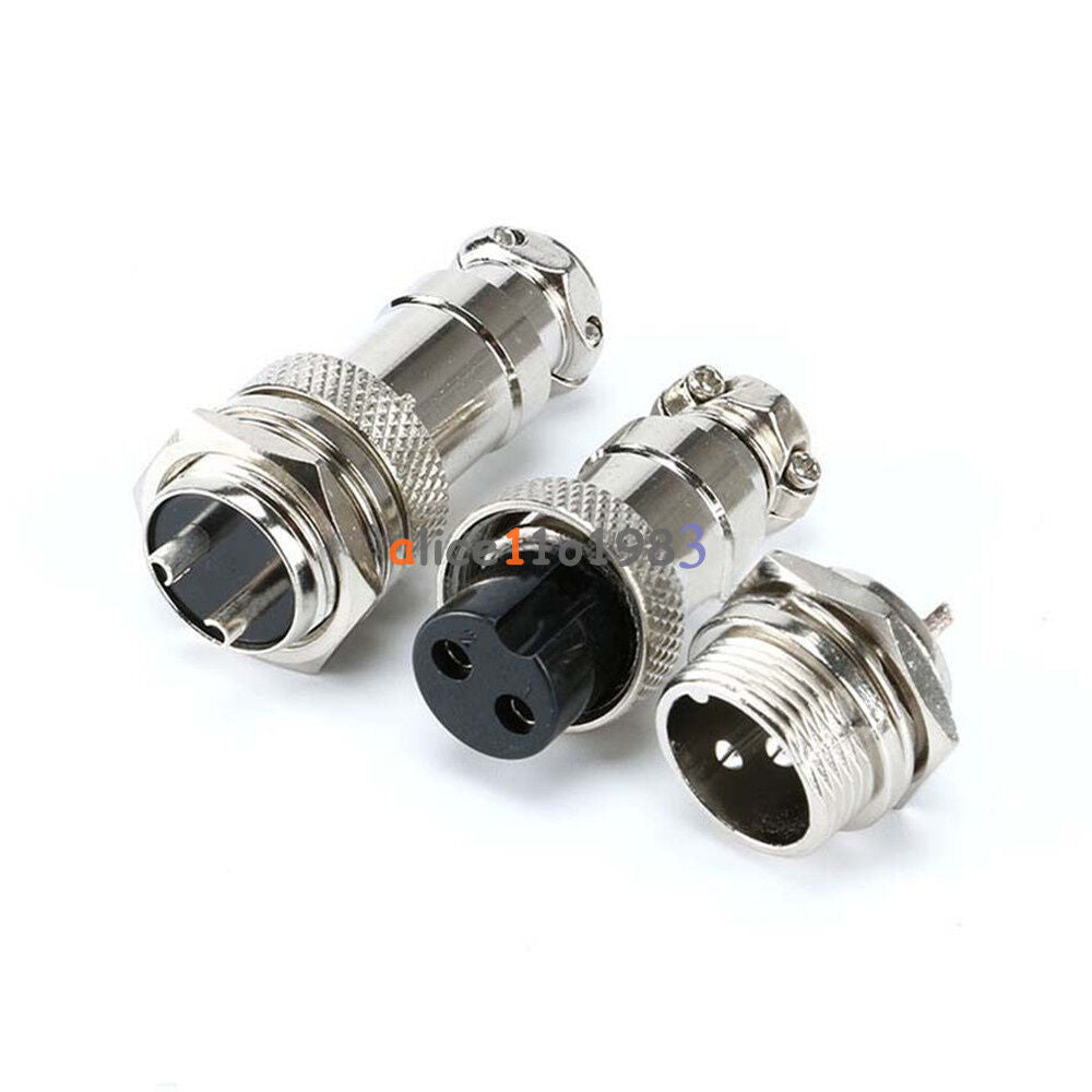 1Pair 16MM GX16-2Pin Aviation Plug Male Female Panel Chassis Metal Connector