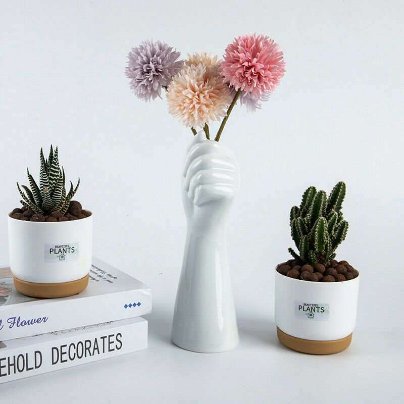 ceramics vase Nordic style Golden Hand Vase Flowers Modern Home Office Decor Qx